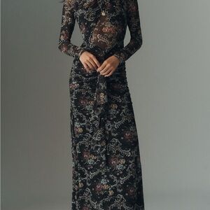 AFRM Daysa long sleeved ruched mesh maxi dress